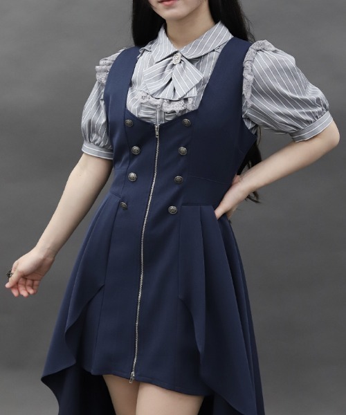 axes femme POETIQUE（アクシーズファムポエティック）の「ベストデザインミニワンピース（ワンピース・レディース・ブラック/ネイビー・MEDIUM）」の10枚目の写真