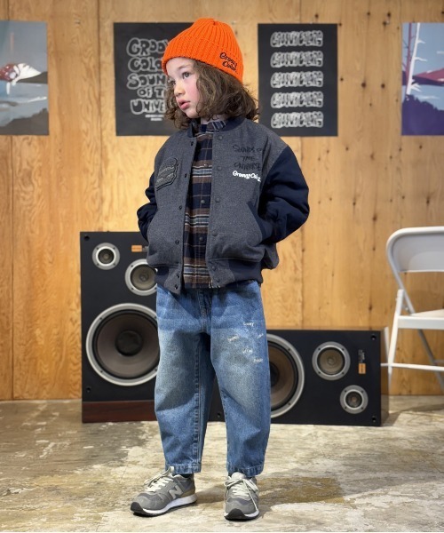 GROOVY COLORS（グルービーカラーズ）の「Uneven Denim HAMBURGER Pants（デニムパンツ・キッズ・ネイビー/ブルー・135/145）」の2枚目の写真