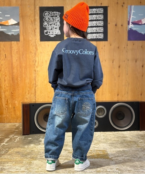 GROOVY COLORS（グルービーカラーズ）の「Uneven Denim HAMBURGER Pants（デニムパンツ・キッズ・ネイビー/ブルー・135/145）」の14枚目の写真