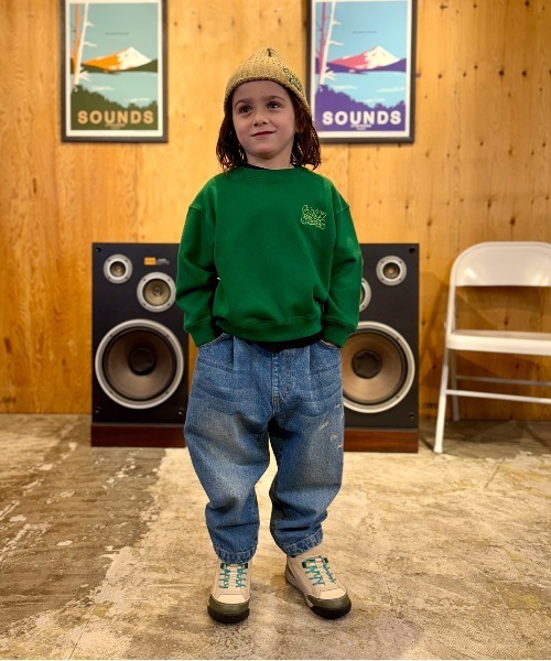 GROOVY COLORS（グルービーカラーズ）の「Uneven Denim HAMBURGER Pants（デニムパンツ・キッズ・ネイビー/ブルー・135/145）」の7枚目の写真