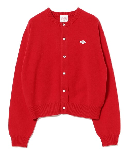 DANTON 長袖 赤いボタン付きカーディガン DANTON / LAMBS WOOL CREWNECK CARDIGAN（カーディガン/ボレロ