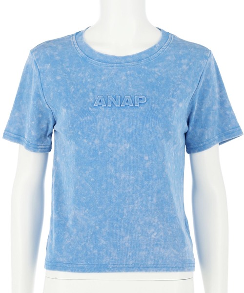 ANAP（アナップ）の「ANAP エンボスロゴＴシャツ（Tシャツ/カットソー・レディース・ブラック/ブルー/ピンク/ネイビー・FREE）」の11枚目の写真