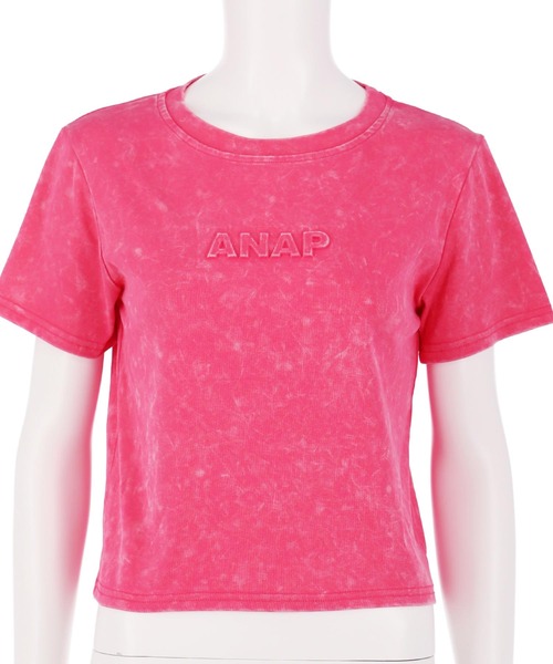ANAP（アナップ）の「ANAP エンボスロゴＴシャツ（Tシャツ/カットソー・レディース・ブラック/ブルー/ピンク/ネイビー・FREE）」の10枚目の写真