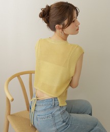 LAULEN（ローレン）の「irregular hem knit tops  イレギュラーヘムノースリニットトップス（ニット/セーター）」