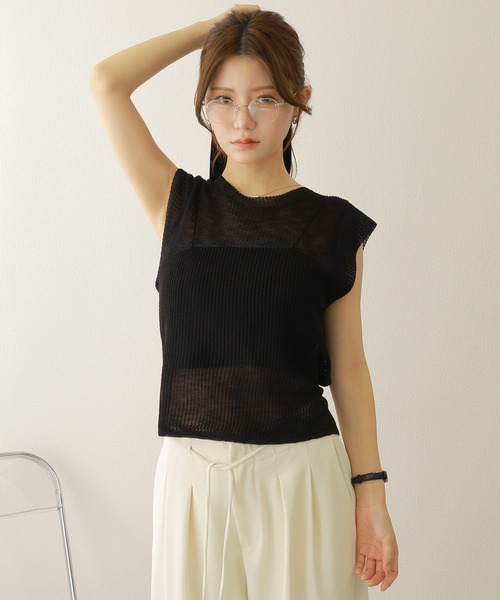 LAULEN(ローレン)の「irregular hem knit tops /イレギュラーヘムノースリニットトップス(ニット/セーター・レディース・チャコールグレー/ブラック/ネイビー/イエロー・FREE)」の6枚目の写真