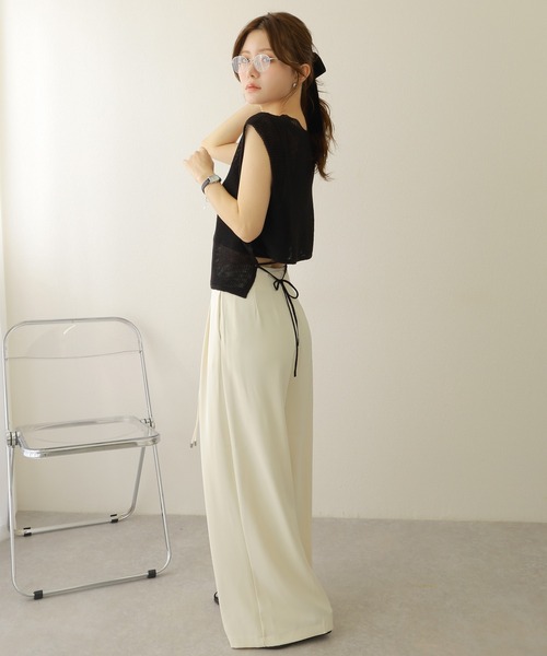 LAULEN(ローレン)の「irregular hem knit tops /イレギュラーヘムノースリニットトップス(ニット/セーター・レディース・チャコールグレー/ブラック/ネイビー/イエロー・FREE)」の7枚目の写真