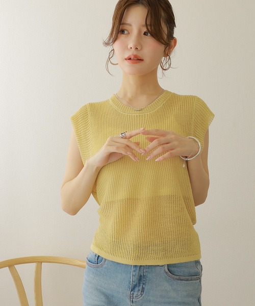 LAULEN(ローレン)の「irregular hem knit tops /イレギュラーヘムノースリニットトップス(ニット/セーター・レディース・チャコールグレー/ブラック/ネイビー/イエロー・FREE)」の13枚目の写真
