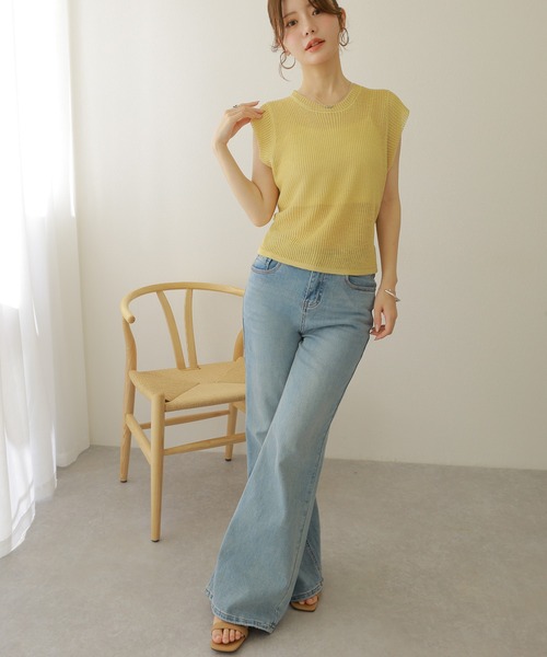 LAULEN(ローレン)の「irregular hem knit tops /イレギュラーヘムノースリニットトップス(ニット/セーター・レディース・チャコールグレー/ブラック/ネイビー/イエロー・FREE)」の15枚目の写真