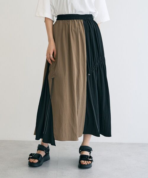 Editt by YECCA VECCA（エディットバイイェッカヴェッカ）の「ドロストデザインロングスカート（スカート・レディース・ブラック/カーキ/ブルー・FREE）」の5枚目の写真