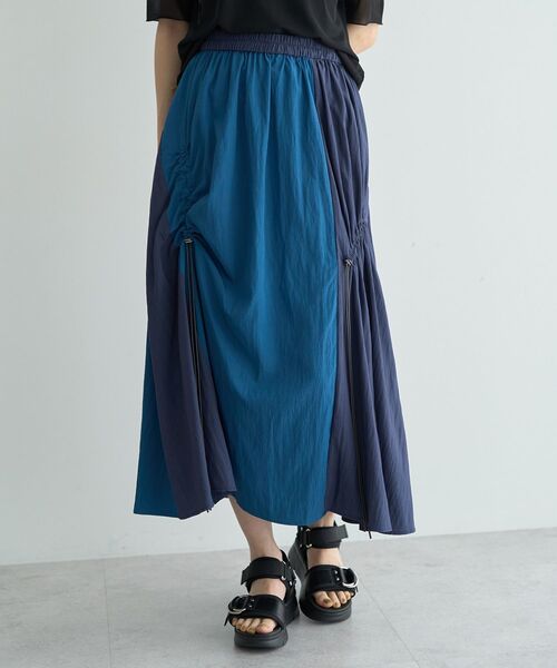 Editt by YECCA VECCA（エディットバイイェッカヴェッカ）の「ドロストデザインロングスカート（スカート・レディース・ブラック/カーキ/ブルー・FREE）」の16枚目の写真