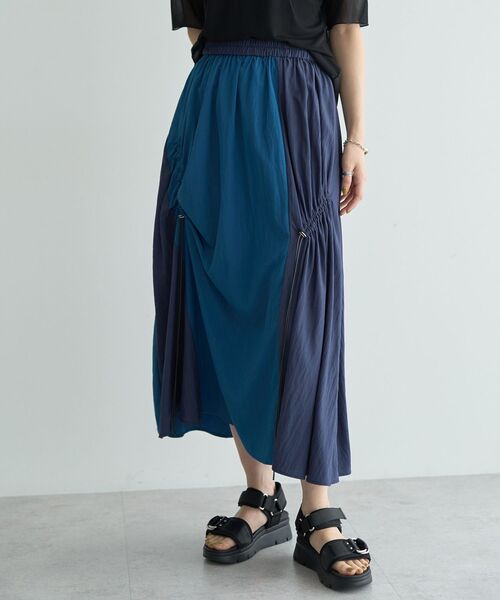 Editt by YECCA VECCA（エディットバイイェッカヴェッカ）の「ドロストデザインロングスカート（スカート・レディース・ブラック/カーキ/ブルー・FREE）」の17枚目の写真