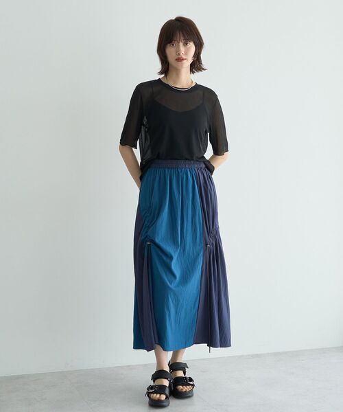 Editt by YECCA VECCA（エディットバイイェッカヴェッカ）の「ドロストデザインロングスカート（スカート・レディース・ブラック/カーキ/ブルー・FREE）」の18枚目の写真