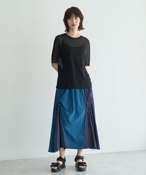 Editt by YECCA VECCA（エディットバイイェッカヴェッカ）の「ドロストデザインロングスカート（スカート・レディース・ブラック/カーキ/ブルー・FREE）」の19枚目の写真