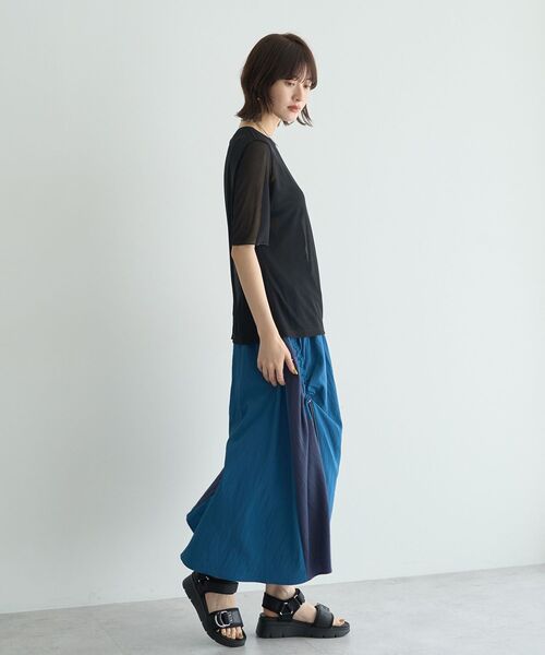 Editt by YECCA VECCA（エディットバイイェッカヴェッカ）の「ドロストデザインロングスカート（スカート・レディース・ブラック/カーキ/ブルー・FREE）」の22枚目の写真