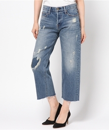 AZUL by moussy | セミワイドダメージクロプトデニム(デニムパンツ)