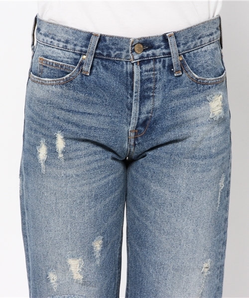 AZUL by moussy（アズールバイマウジー）の「セミワイドダメージクロプトデニム（デニムパンツ・レディース・ブルー・MEDIUM/LARGE/X-LARGE/SMALL）」の5枚目の写真