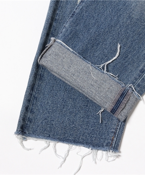 AZUL by moussy（アズールバイマウジー）の「セミワイドダメージクロプトデニム（デニムパンツ・レディース・ブルー・MEDIUM/LARGE/X-LARGE/SMALL）」の11枚目の写真