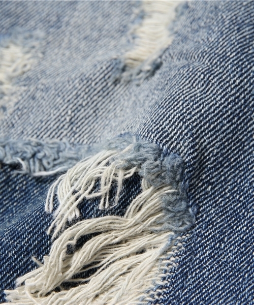 AZUL by moussy（アズールバイマウジー）の「セミワイドダメージクロプトデニム（デニムパンツ・レディース・ブルー・MEDIUM/LARGE/X-LARGE/SMALL）」の12枚目の写真