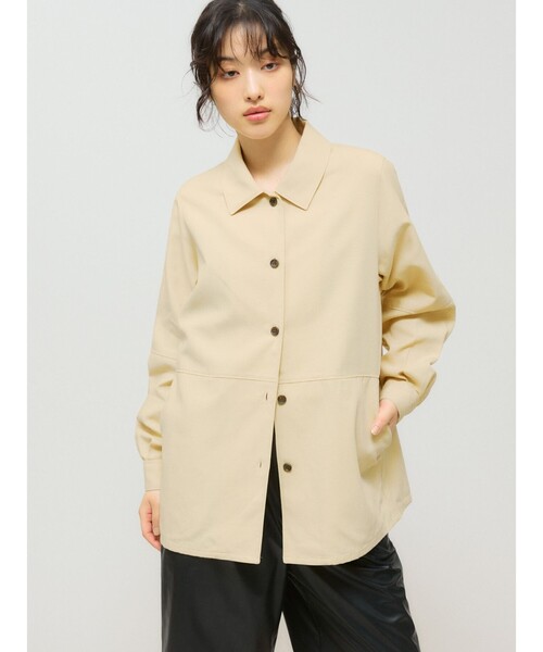 MIDIUMISOLID(ミディウミソリッド)の「MIDIUMISOLID for Ladies ダックロングシャツ(シャツ/ブラウス・レディース・ブラック/ベージュ・FREE)」の1枚目の写真
