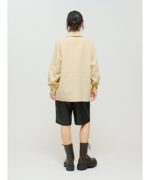 MIDIUMISOLID(ミディウミソリッド)の「MIDIUMISOLID for Ladies ダックロングシャツ(シャツ/ブラウス・レディース・ブラック/ベージュ・FREE)」の8枚目の写真