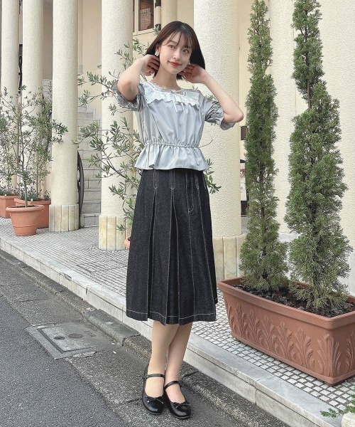 F i.n.t（フィント）の「コットンレース使いはしごリボンブラウス（シャツ/ブラウス・レディース・オフホワイト/ブルーグレー/ブラック・FREE）」の14枚目の写真