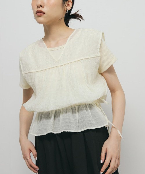 KBF(ケイビーエフ)の「2WAYノースリーブブラウス(シャツ/ブラウス・レディース・ネイビー/オレンジ/アイボリー・ONE)」の2枚目の写真