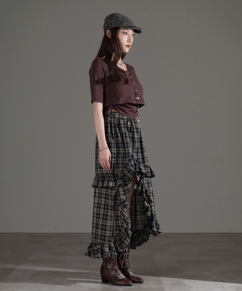 apres jour mignon(アプレジュールミニョン)の「アソートフリルイレヘムスカート【ZOZOTOWN限定アイテム】(スカート・レディース・ブラック/オフホワイト/その他/ブラック系その他・X-LARGE/フリー)」の10枚目の写真
