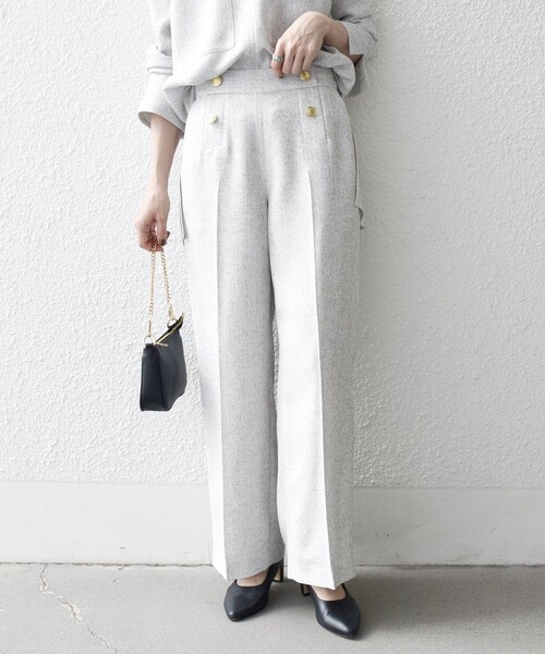 セール】SHIPS any:〈洗濯機可能〉ツイード ライク マリン パンツ