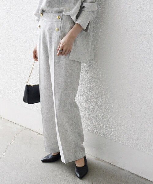 SHIPS any（シップス エニィ）の「SHIPS any:〈洗濯機可能〉ツイード ライク マリン パンツ［NAVY BLUE］（その他パンツ・レディース・ライトグレー/ネイビー・ONE SIZE）」の5枚目の写真