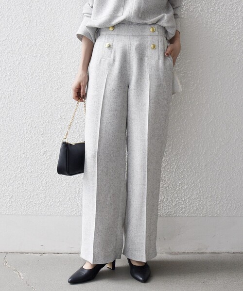 SHIPS any（シップス エニィ）の「SHIPS any:〈洗濯機可能〉ツイード ライク マリン パンツ［NAVY BLUE］（その他パンツ・レディース・ライトグレー/ネイビー・ONE SIZE）」の6枚目の写真