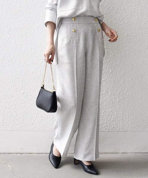 SHIPS any（シップス エニィ）の「SHIPS any:〈洗濯機可能〉ツイード ライク マリン パンツ［NAVY BLUE］（その他パンツ・レディース・ライトグレー/ネイビー・ONE SIZE）」の7枚目の写真