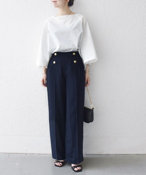 SHIPS any（シップス エニィ）の「SHIPS any:〈洗濯機可能〉ツイード ライク マリン パンツ［NAVY BLUE］（その他パンツ・レディース・ライトグレー/ネイビー・ONE SIZE）」の14枚目の写真