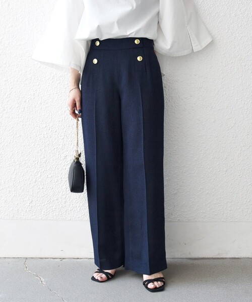 セール】SHIPS any:〈洗濯機可能〉ツイード ライク マリン パンツ