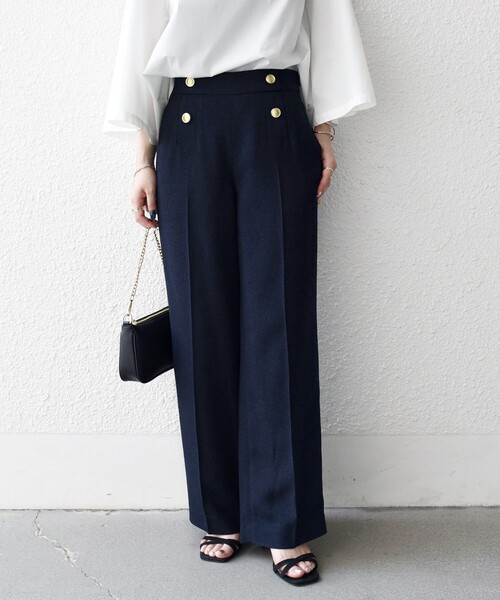 セール】SHIPS any:〈洗濯機可能〉ツイード ライク マリン パンツ