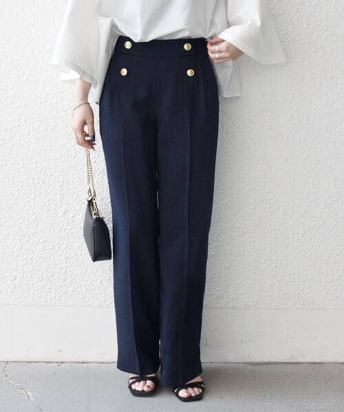 セール】SHIPS any:〈洗濯機可能〉ツイード ライク マリン パンツ