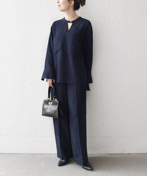 セール】SHIPS any:〈洗濯機可能〉ツイード ライク マリン パンツ