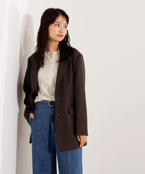 N.（N. Natural Beauty Basic）（エヌエヌナチュラルビューティーベーシック）の「シングルブレストオーバージャケット（テーラードジャケット・レディース・チャコールグレー/イエロー系その他・MEDIUM）」の7枚目の写真