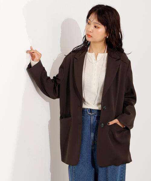 N.（N. Natural Beauty Basic）（エヌエヌナチュラルビューティーベーシック）の「シングルブレストオーバージャケット（テーラードジャケット・レディース・チャコールグレー/イエロー系その他・MEDIUM）」の8枚目の写真