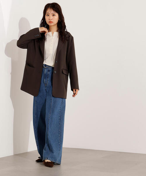 N.（N. Natural Beauty Basic）（エヌエヌナチュラルビューティーベーシック）の「シングルブレストオーバージャケット（テーラードジャケット・レディース・チャコールグレー/イエロー系その他・MEDIUM）」の9枚目の写真