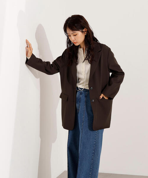 N.（N. Natural Beauty Basic）（エヌエヌナチュラルビューティーベーシック）の「シングルブレストオーバージャケット（テーラードジャケット・レディース・チャコールグレー/イエロー系その他・MEDIUM）」の10枚目の写真