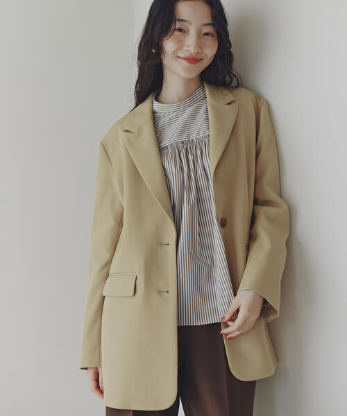 N.（N. Natural Beauty Basic）（エヌエヌナチュラルビューティーベーシック）の「シングルブレストオーバージャケット（テーラードジャケット・レディース・チャコールグレー/イエロー系その他・MEDIUM）」の20枚目の写真