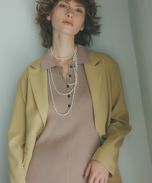 N.（N. Natural Beauty Basic）（エヌエヌナチュラルビューティーベーシック）の「シングルブレストオーバージャケット（テーラードジャケット・レディース・チャコールグレー/イエロー系その他・MEDIUM）」の16枚目の写真