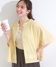 DRESKIP | 【洗濯後しわになりにくい/UV/吸水速乾】大人きれいな バンドカラーシャツ(シャツ/ブラウス)