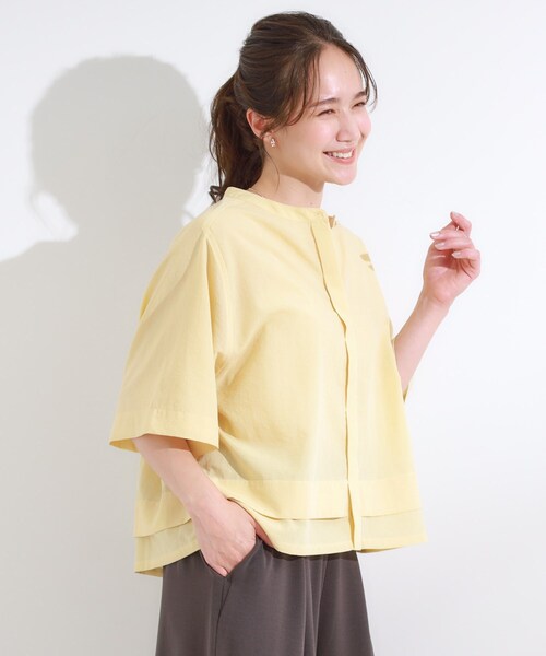 DRESKIP（ドレスキップ）の「【洗濯後しわになりにくい/UV/吸水速乾】大人きれいな バンドカラーシャツ（シャツ/ブラウス・レディース・ブラック/ライトブルー/イエロー系その他・02/01/04/03）」の13枚目の写真