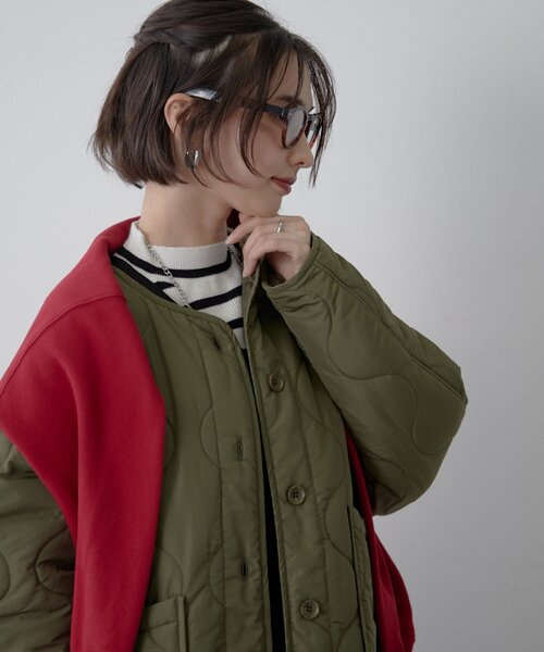 Remind me and forever(リマインドミーアンドフォーエバー)の「【軽くてあったか!】キルティングブルゾン(ブルゾン・レディース・カーキ/ブラック/アイボリー/ブラウン・FREE)」の15枚目の写真