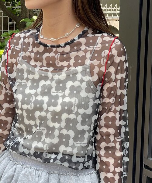 HELLO.SANFRANCISCO（ハローサンフランシスコ）の「【HELLO.SANFRANCISCO/ハローサンフランシスコ】ブロックフラワーシアートップス（Tシャツ/カットソー・レディース・レッド/ブラック/オレンジ系その他/ブラック系その他/オレンジ/グリーン/サックスブルー・ONE SIZE）」の18枚目の写真