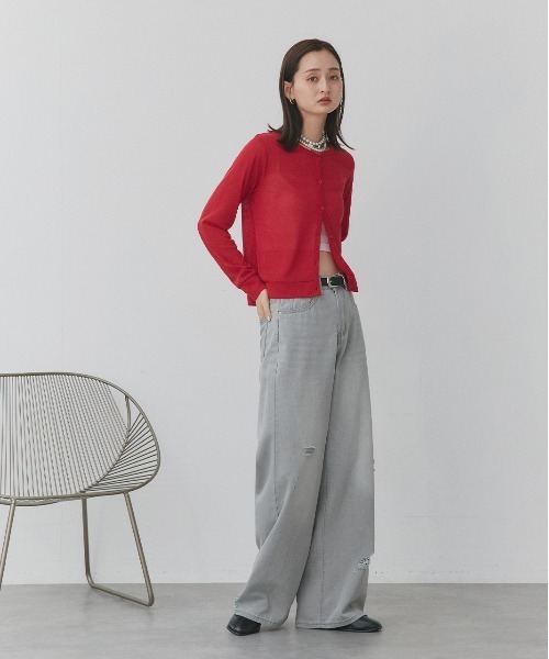 ad thie(アドティエ)の「ライトカラー ダメージデニムパンツ(デニムパンツ・レディース・ライトブルー/ライトグレー・LARGE/MEDIUM)」の10枚目の写真
