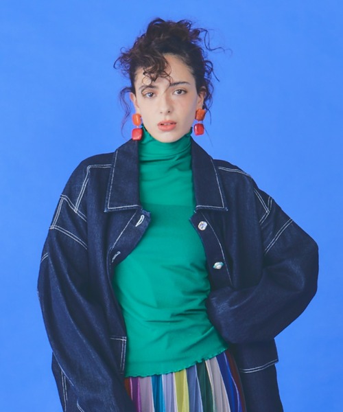 manana suerte（マニャーナスエルテ）の「シアーハイネックトップス（Tシャツ/カットソー・レディース・グリーン/ピンク/ブラック/アイボリー/ボルドー/イエロー/ターコイズブルー・FREE）」の4枚目の写真