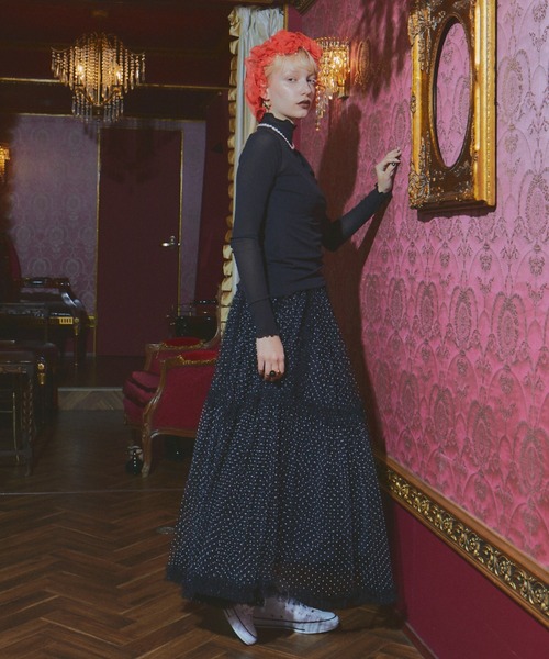 manana suerte（マニャーナスエルテ）の「シアーハイネックトップス（Tシャツ/カットソー・レディース・グリーン/ピンク/ブラック/アイボリー/ボルドー/イエロー/ターコイズブルー・FREE）」の9枚目の写真