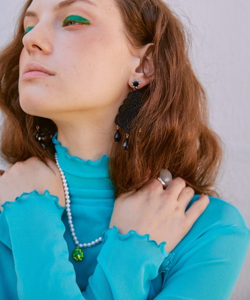 manana suerte（マニャーナスエルテ）の「シアーハイネックトップス（Tシャツ/カットソー・レディース・グリーン/ピンク/ブラック/アイボリー/ボルドー/イエロー/ターコイズブルー・FREE）」の12枚目の写真